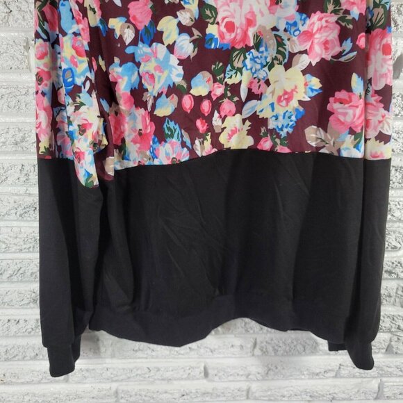 Shein Curve Women Sweatshirt 3XL Plus Pink Black Floral Cotton Blend SWE77E - Picture 4 of 10